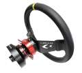 Picture of NRG Reinforced Steering Wheel 350mm - 3in Deep Blk Leather w-NRG Arrow-Cut 2-Spoke & Sgl Yellow CM