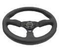 Picture of NRG Reinforced Steering Wheel 350mm - 2-5in- Deep Blk Leather Comfort Grip w-5mm Matte Blk Spokes