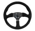 Picture of NRG Reinforced Steering Wheel 350mm - 2-5in- Deep Blk Suede Comfort Grip w-5mm Matte Blk Spokes