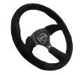 Picture of NRG Reinforced Steering Wheel 350mm - 2-5in- Deep Blk Suede Comfort Grip w-5mm Matte Blk Spokes