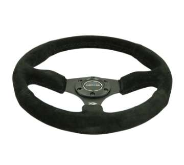 Picture of NRG Reinforced Steering Wheel 350mm - 2-5in- Deep Blk Suede Comfort Grip w-5mm Matte Blk Spokes