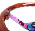 Picture of NRG Reinforced Steering Wheel 350mm - 3in- Deep Classic Dark Wood w-4mm Neochrome Solid 3-Spoke