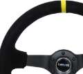 Picture of NRG Reinforced Steering Wheel 350mm - 3in- Deep Blk Suede-X-Stitch w-5mm Blk Spoke & Yellow CM