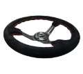 Picture of NRG Reinforced Steering Wheel 350mm - 3in- Deep Blk Suede w-Red Stitching & 5mm Spokes w-Slits