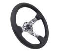 Picture of NRG Reinforced Steering Wheel 350mm - 3in- Deep Blk Leather w-Hydrodipped Digi-Camo Spokes