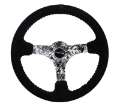 Picture of NRG Reinforced Steering Wheel 350mm - 3in- Deep Blk Suede w-Hydrodipped Digi-Camo Spokes