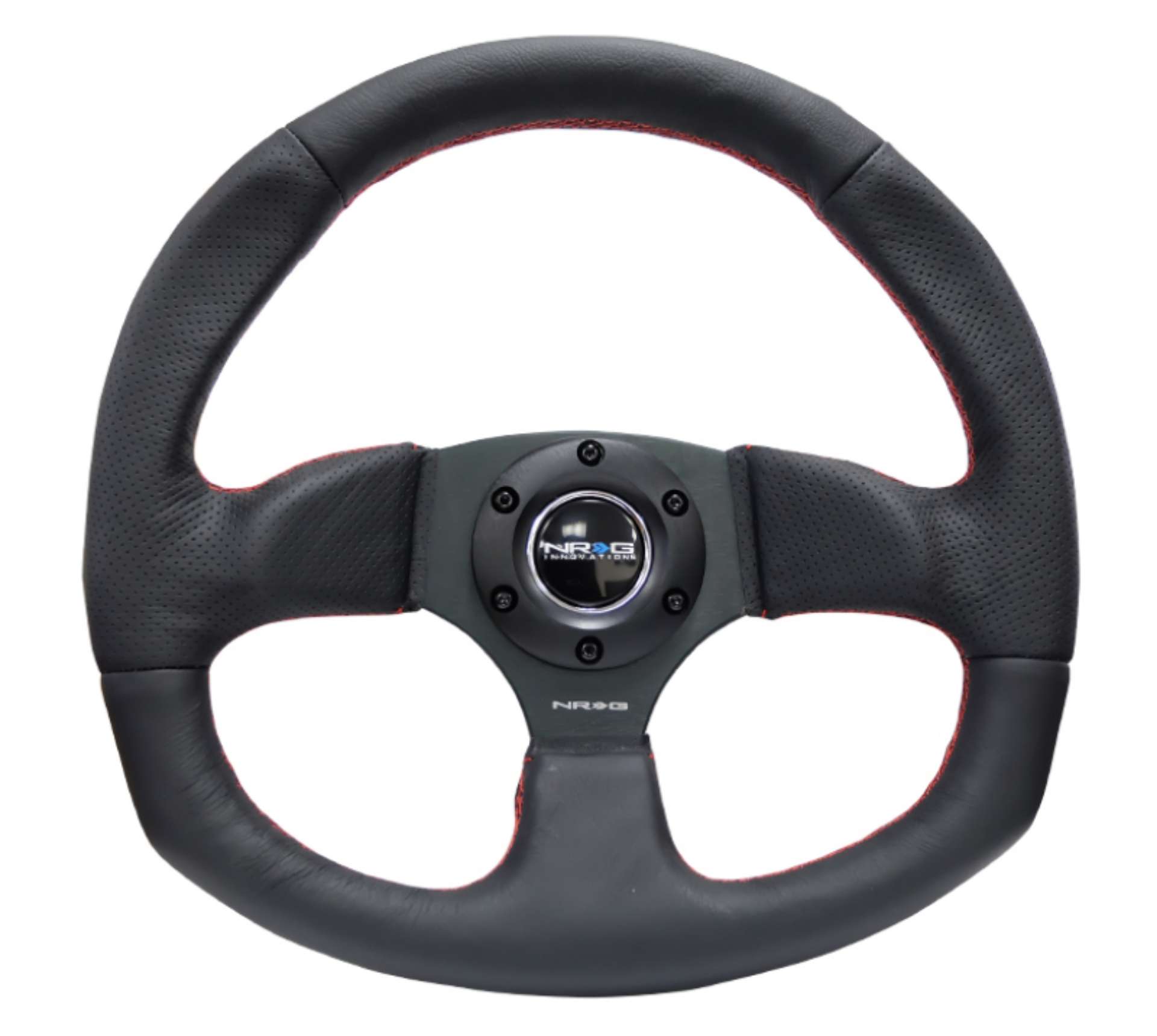 Picture of NRG Reinforced Steering Wheel 320mm Horizontal - 330mm Vertical Leather w-Red Stitching