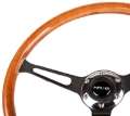 Picture of NRG Reinforced Steering Wheel 360mm Classic Wood Grain w-Chrome Cutout 3-Spoke Center