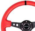 Picture of NRG Reinforced Steering Wheel 350mm - 3in- Deep Red Suede w-Blk Circle Cutout Spokes