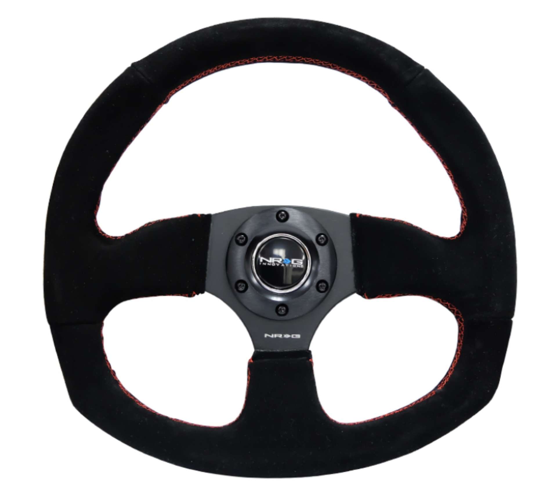 Picture of NRG Reinforced Steering Wheel 320mm Horizontal - 330mm Vertical Suede w-Red Stitch