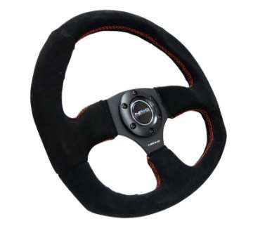 Picture of NRG Reinforced Steering Wheel 320mm Horizontal - 330mm Vertical Suede w-Red Stitch