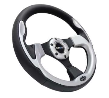 Picture of NRG Reinforced Steering Wheel 320mm Blk w-Silver Trim & 5mm 3-Spoke