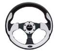 Picture of NRG Reinforced Steering Wheel 320mm Blk w-White Trim & 4mm 3-Spoke