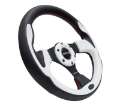 Picture of NRG Reinforced Steering Wheel 320mm Blk w-White Trim & 4mm 3-Spoke