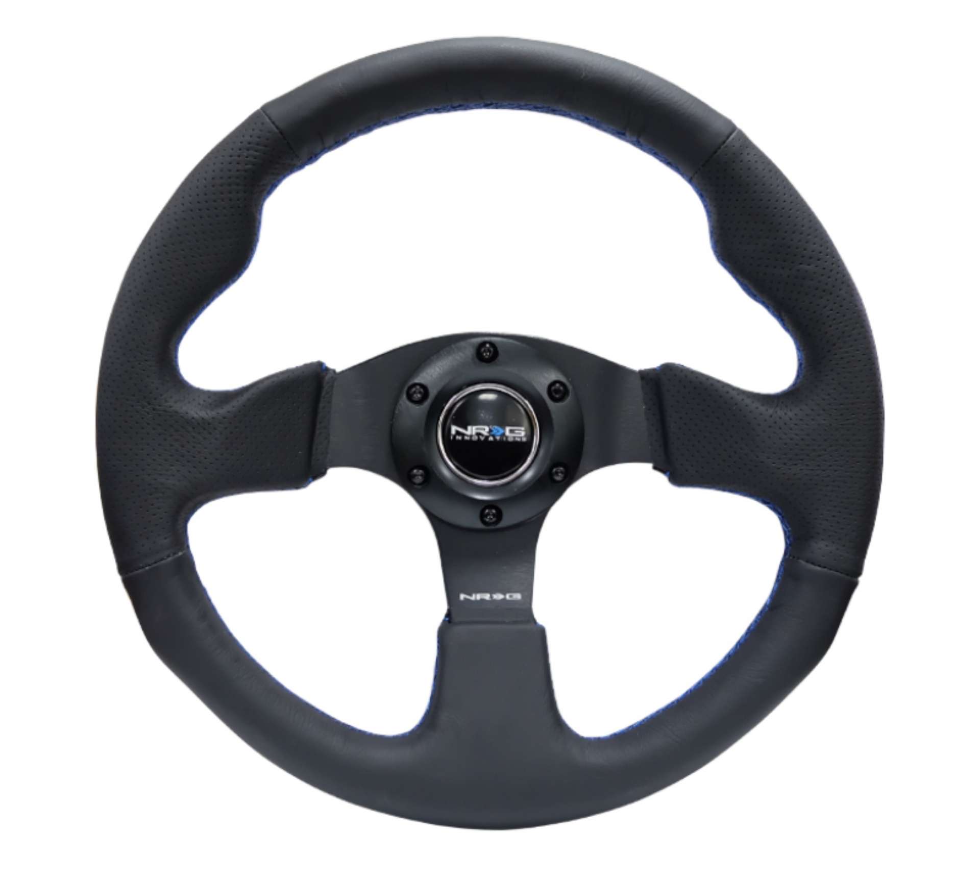 Picture of NRG Reinforced Steering Wheel 320mm Black Leather w-Blue Stitching