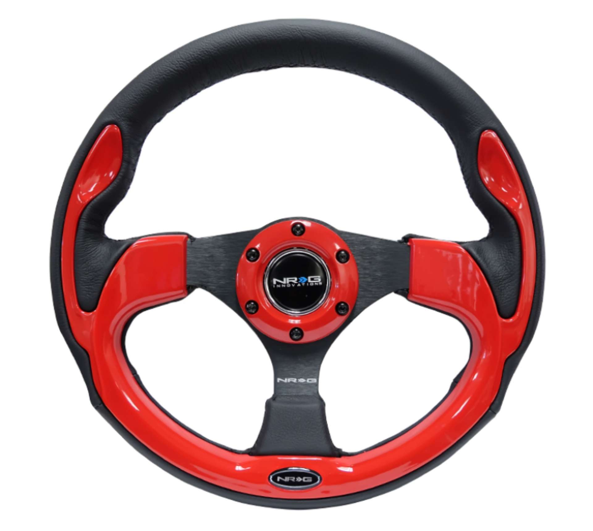 Picture of NRG Reinforced Steering Wheel 320mm Blk w-Red Trim & 5mm 3-Spoke