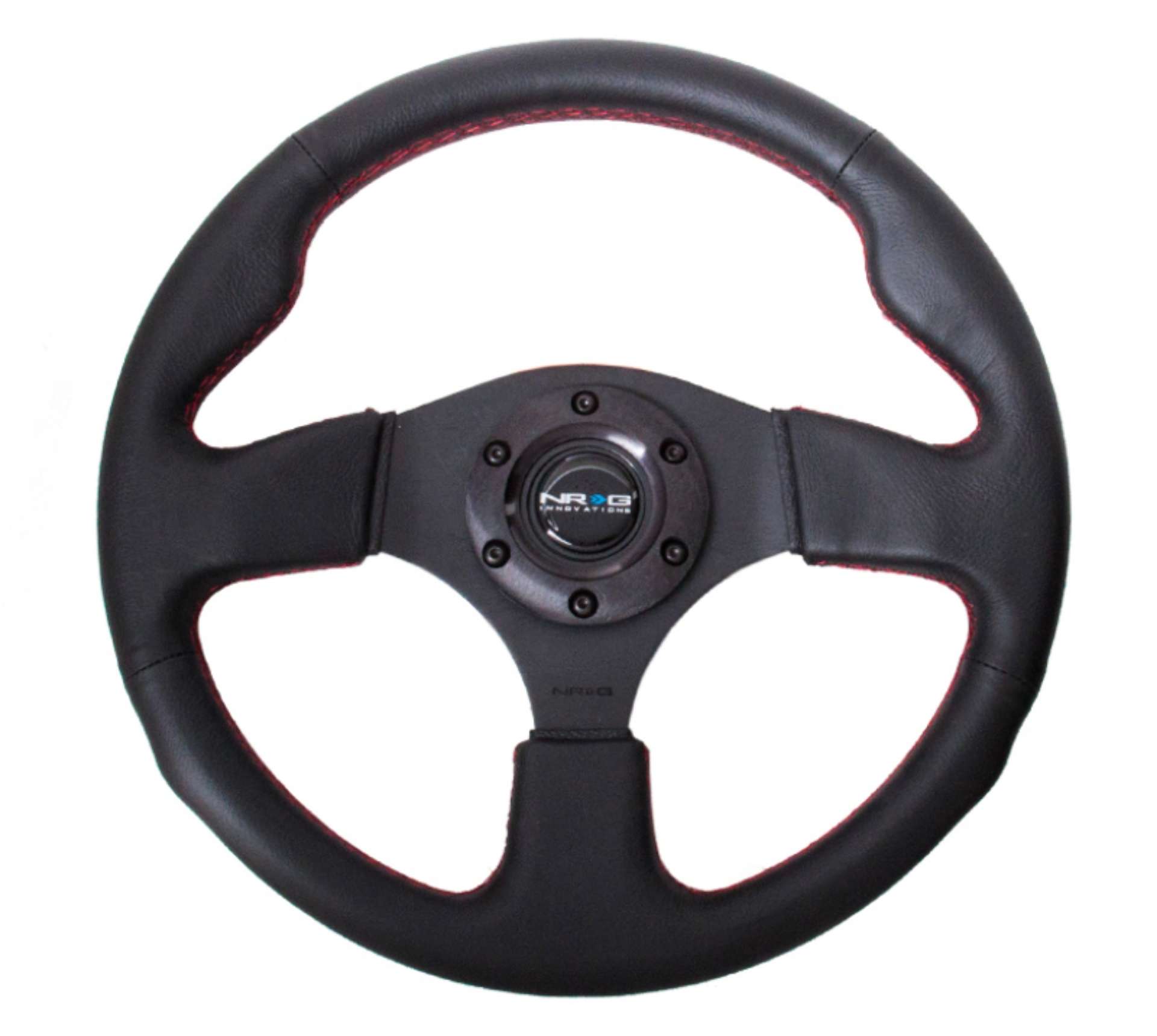 Picture of NRG Reinforced Steering Wheel 320mm Leather w-Red Stitch