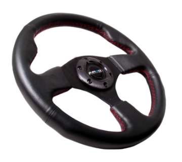 Picture of NRG Reinforced Steering Wheel 320mm Leather w-Red Stitch