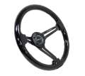 Picture of NRG Reinforced Steering Wheel 350mm - 3in- Deep Blk Wood w-Blk Matte Spoke-Black Center Mark