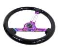 Picture of NRG Reinforced Steering Wheel 350mm - 3in- Deep Blk Wood w-Blk Matte Spoke-Neochrome Center Mark