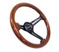 Picture of NRG Reinforced Steering Wheel 350mm - 3in- Deep Brown Wood w-Blk Matte Spoke-Black Center Mark