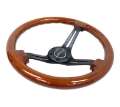 Picture of NRG Reinforced Steering Wheel 350mm - 3in- Deep Brown Wood w-Blk Matte Spoke-Black Center Mark