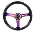 Picture of NRG Reinforced Steering Wheel 350mm - 3in- Deep Blk Multi Color Flake w- Neochrome Center Mark