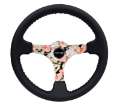 Picture of NRG Reinforced Steering Wheel 350mm - 3in- Deep Blk Leather Floral Dipped w- Blk Baseball Stitch