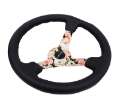 Picture of NRG Reinforced Steering Wheel 350mm - 3in- Deep Blk Leather Floral Dipped w- Blk Baseball Stitch