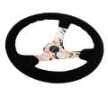 Picture of NRG Reinforced Steering Wheel 350mm - 3in- Deep Blk Suede Floral Dipped w- Blk Baseball Stitch