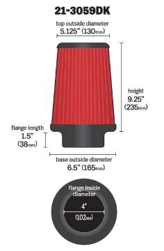 Picture of AEM 4 inch x 9 inch x 1 inch Dryflow Element Filter Replacement