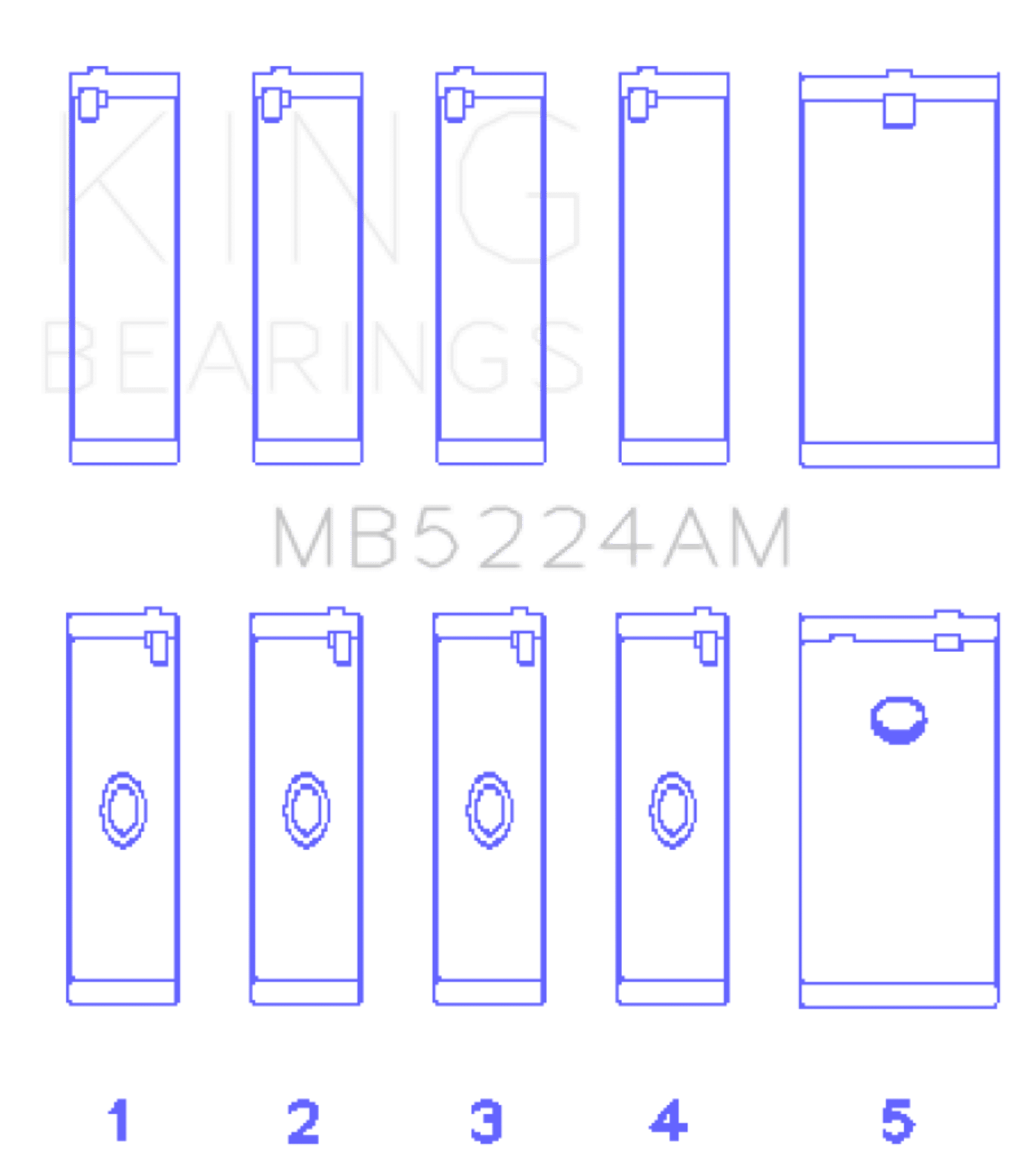 Picture of King General Motors 400CI 6-6L V8 OHV Crankshaft Main Bearing Set Set of 5