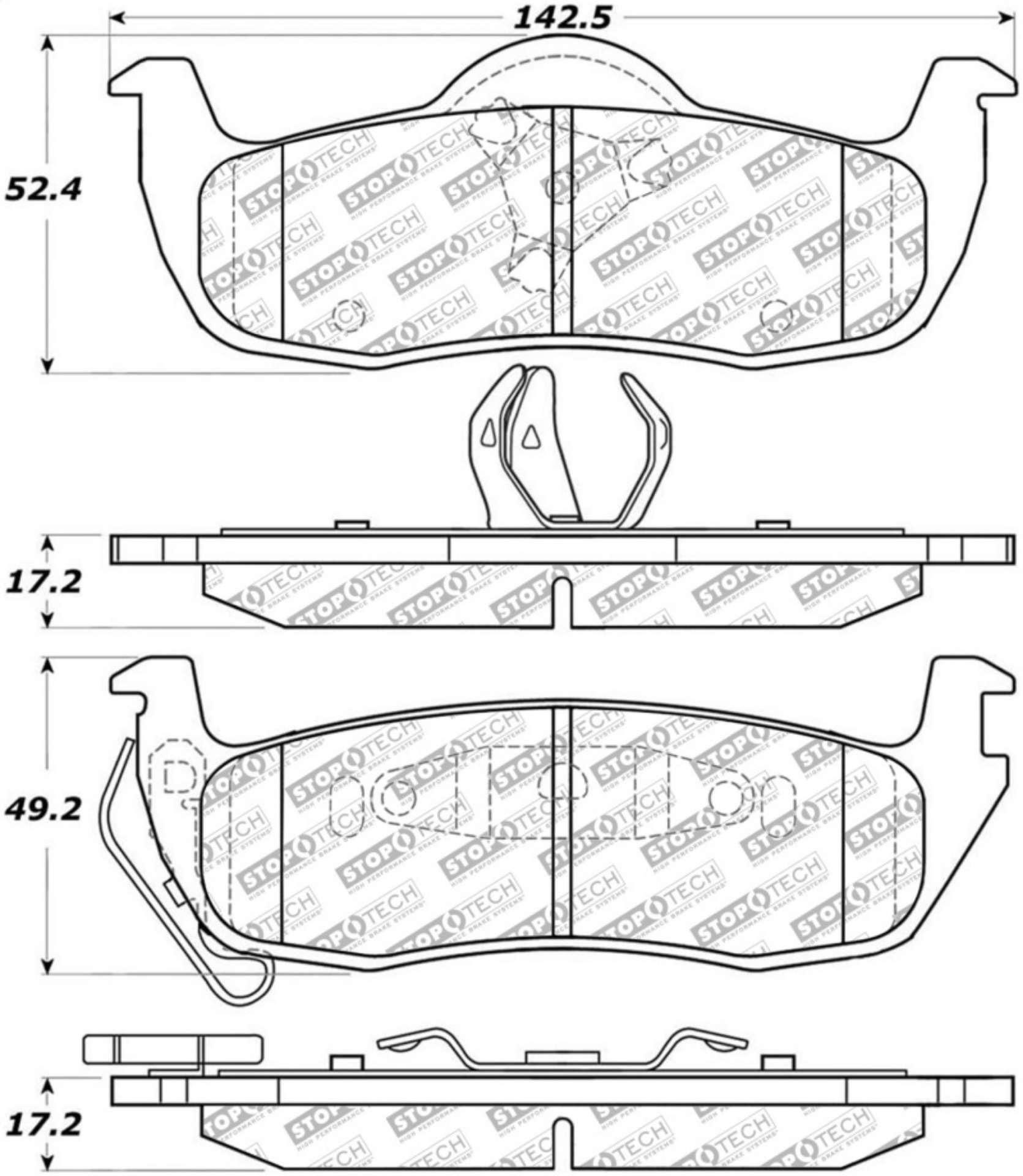 Picture of StopTech 05-10 Jeep Grand Cherokee Street Select Rear Brake Pads