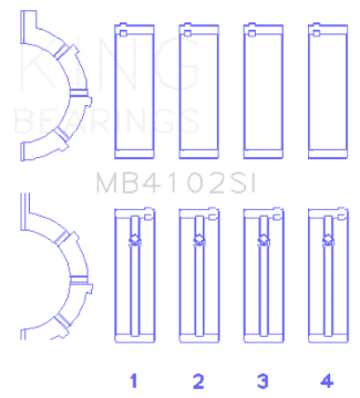 Picture of King Chrysler 226 3-7L Size -026 Crankshaft Main Bearings Set of 4