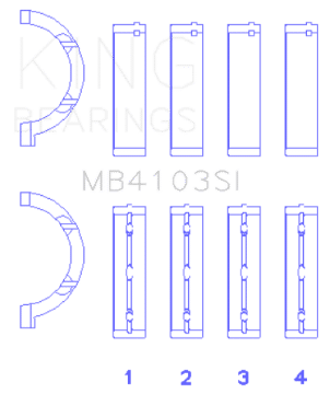 Picture of King Chrysler 197 Size -026 Crankshaft Main Bearings Set of 4