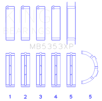 Picture of King Ford 281 4-6L SOHC 16V Size -026 Crankshaft Main Bearings Set of 5