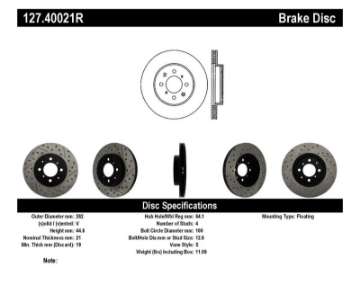 Picture of StopTech 90-01 Acura Integra exc- Type R - 01-05 Honda Civic - 07+ Honda Fit - 93-97 Del Sol VTEC