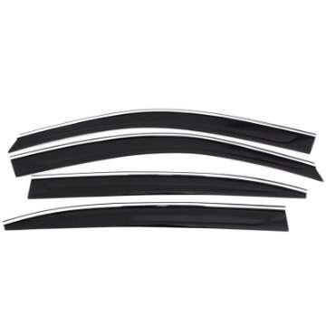 Picture of AVS 15-18 Chevrolet Tahoe-GMC Yukon Ventvisor Low Profile Deflectors 4pc - Smoke w-Chrome Trim