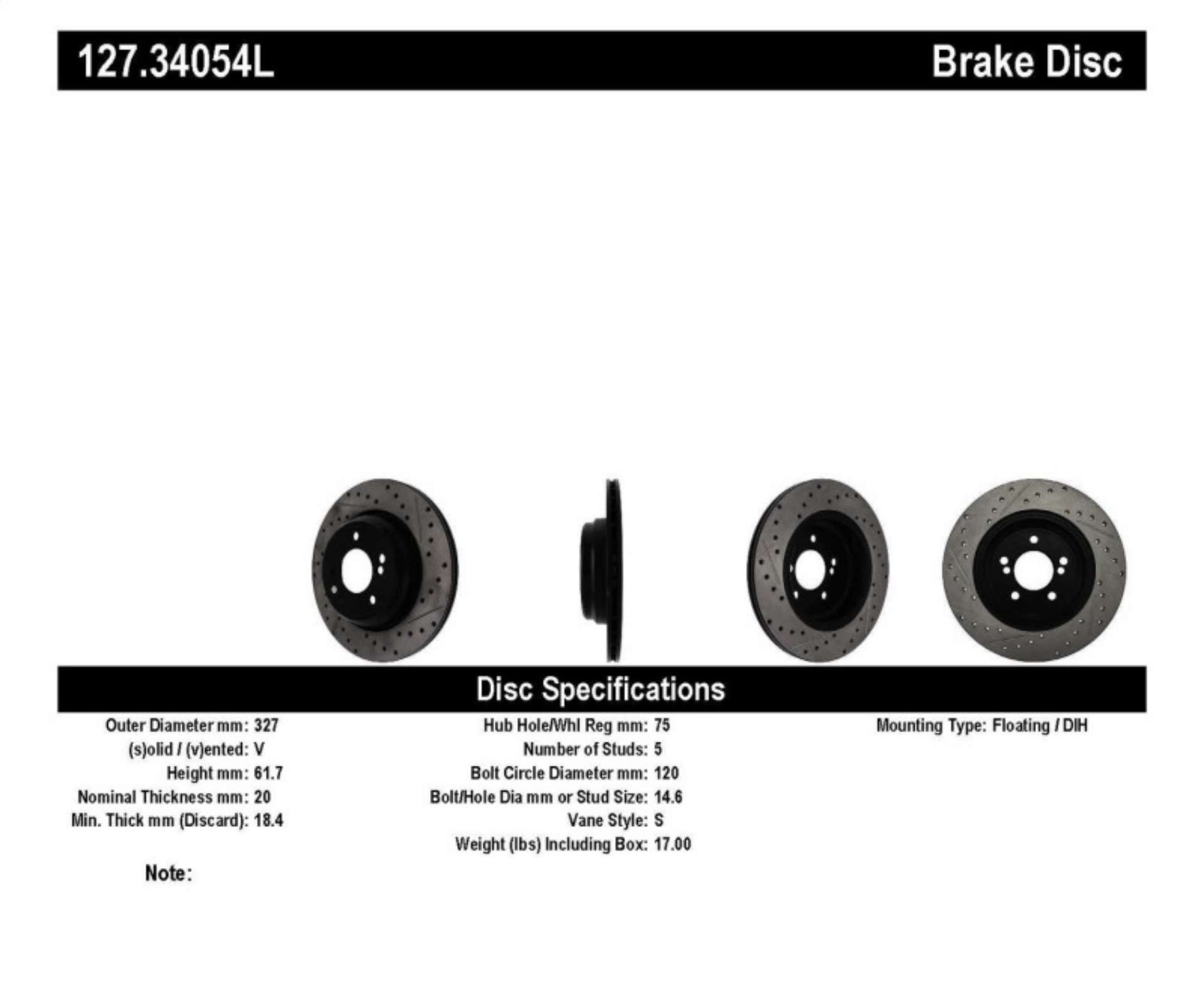 Picture of StopTech 00-03 BMW M5 E39 Slotted & Drilled Left Rear Rotor