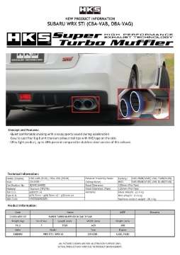 Picture of HKS SUPER TURBO MUFFLER Ti Subaru VAB WRX STI-VAG WRX S4