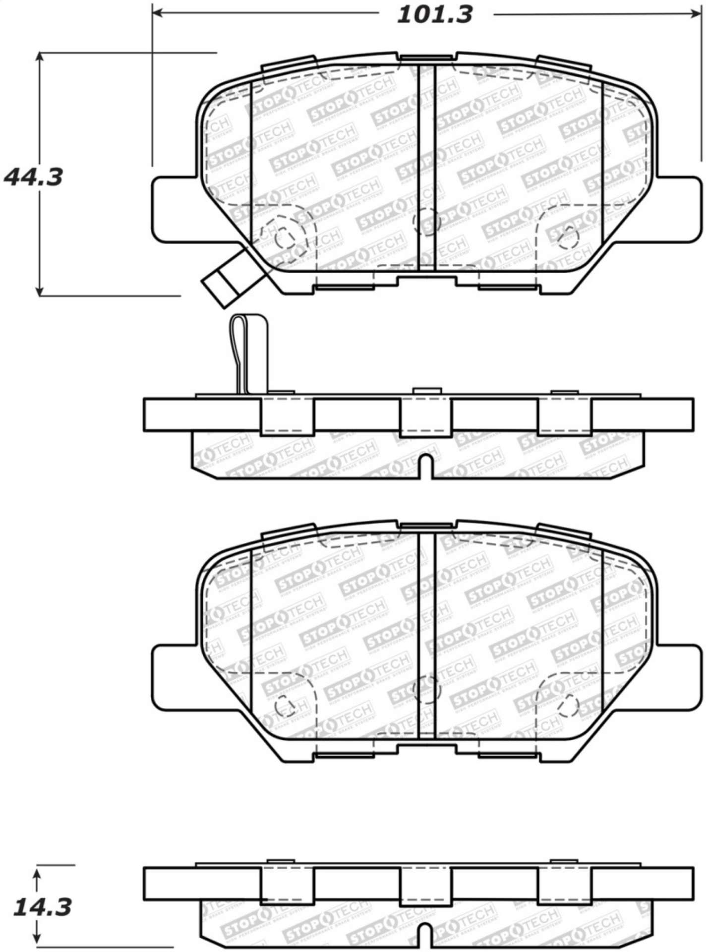 Picture of StopTech 13-17 Mitsubishi Outlander Sport Street Select Rear Brake Pads