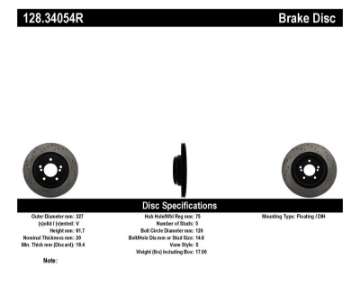 Picture of StopTech 01-07 BMW M3 E46 - 00-04 M5 E39 Drilled Right Rear Rotor