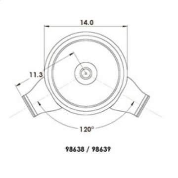 Picture of Spectre Low Profile Air Box 14in- OD x 5-13-32in- H - 120 Degree Inlet - Chrome