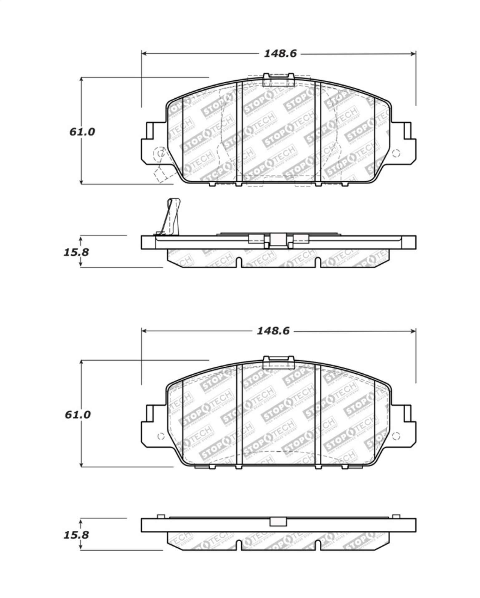 Picture of StopTech 14-18 Ford Fusion SE Luxury Street Performance Front Brake Pads