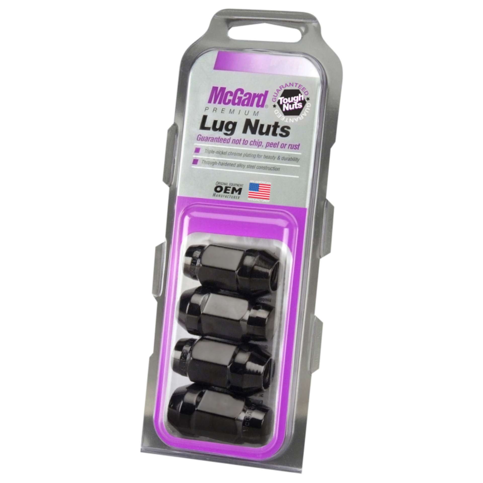 Picture of McGard Hex Lug Nut Cone Seat Bulge Style 1-2-20 - 3-4 Hex - 1-45in- Length 4-pack - Black