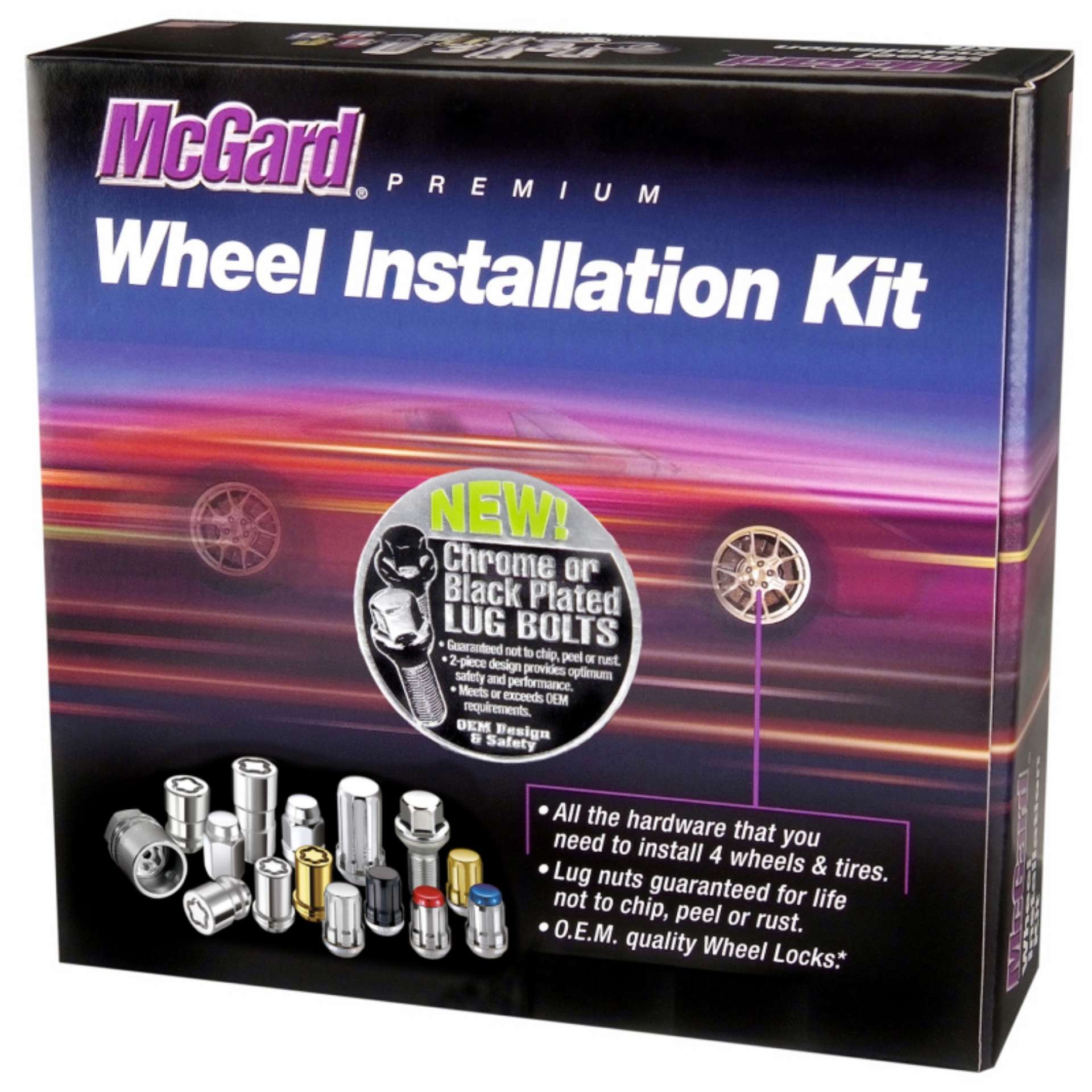 Picture of McGard 5 Lug Hex Install Kit w-Locks Radius Seat Bolt M14X1-5 - 17mm Hex - 35-4mm Shank L - Chrome