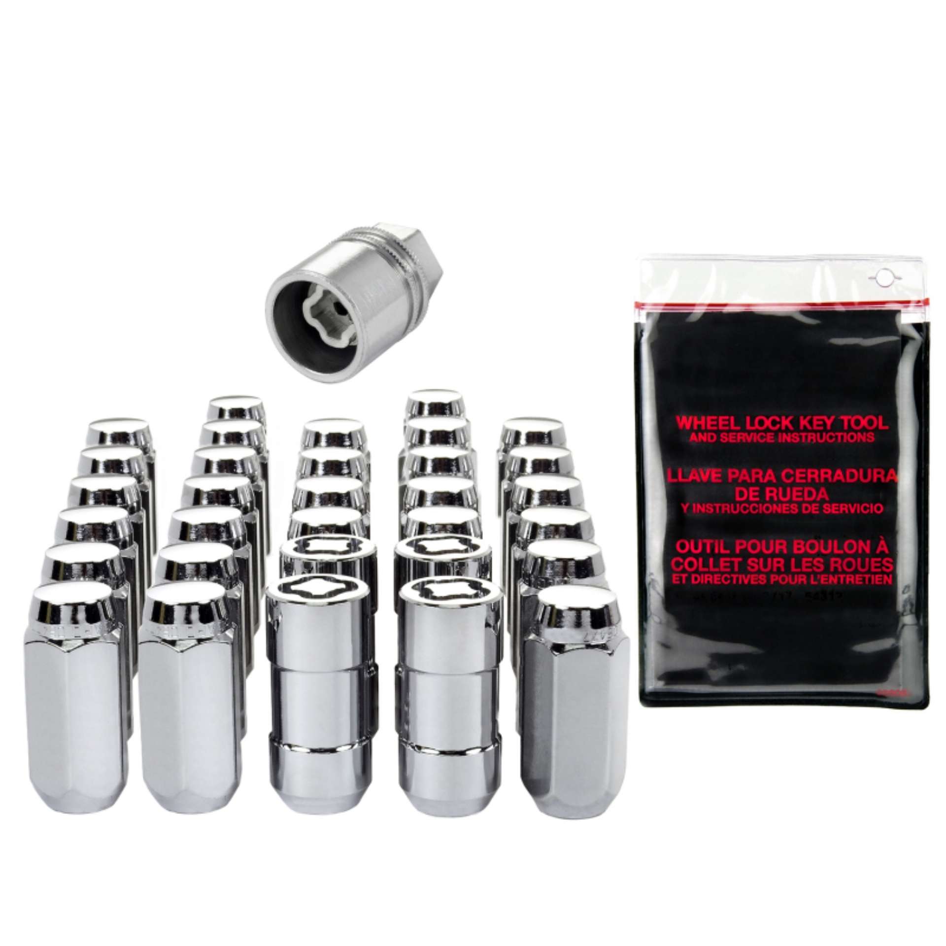 Picture of McGard 8 Lug Hex Install Kit w-Locks Cone Seat Nut M14X1-5 - 13-16 Hex - 1-945in- L - Chrome