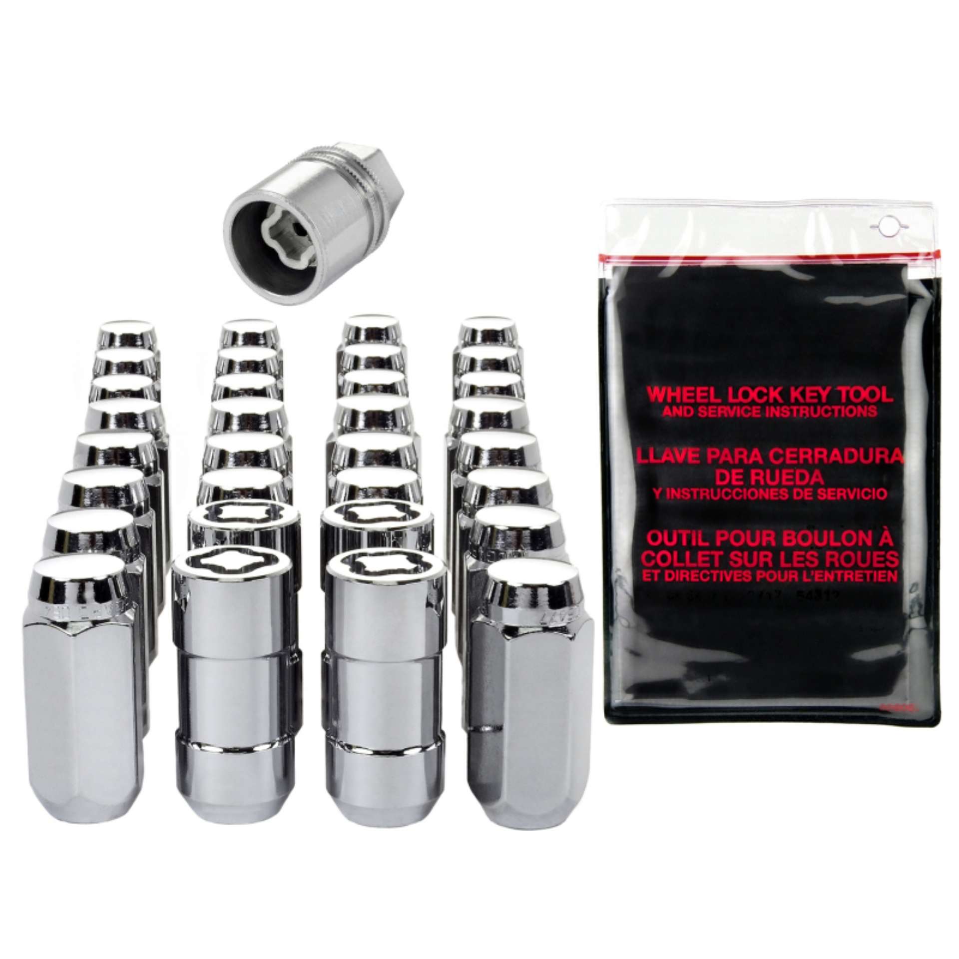 Picture of McGard 8 Lug Hex Install Kit w-Locks Cone Seat Nut 9-16-18 - 13-16 Hex - 1-75in- Length - Chrome