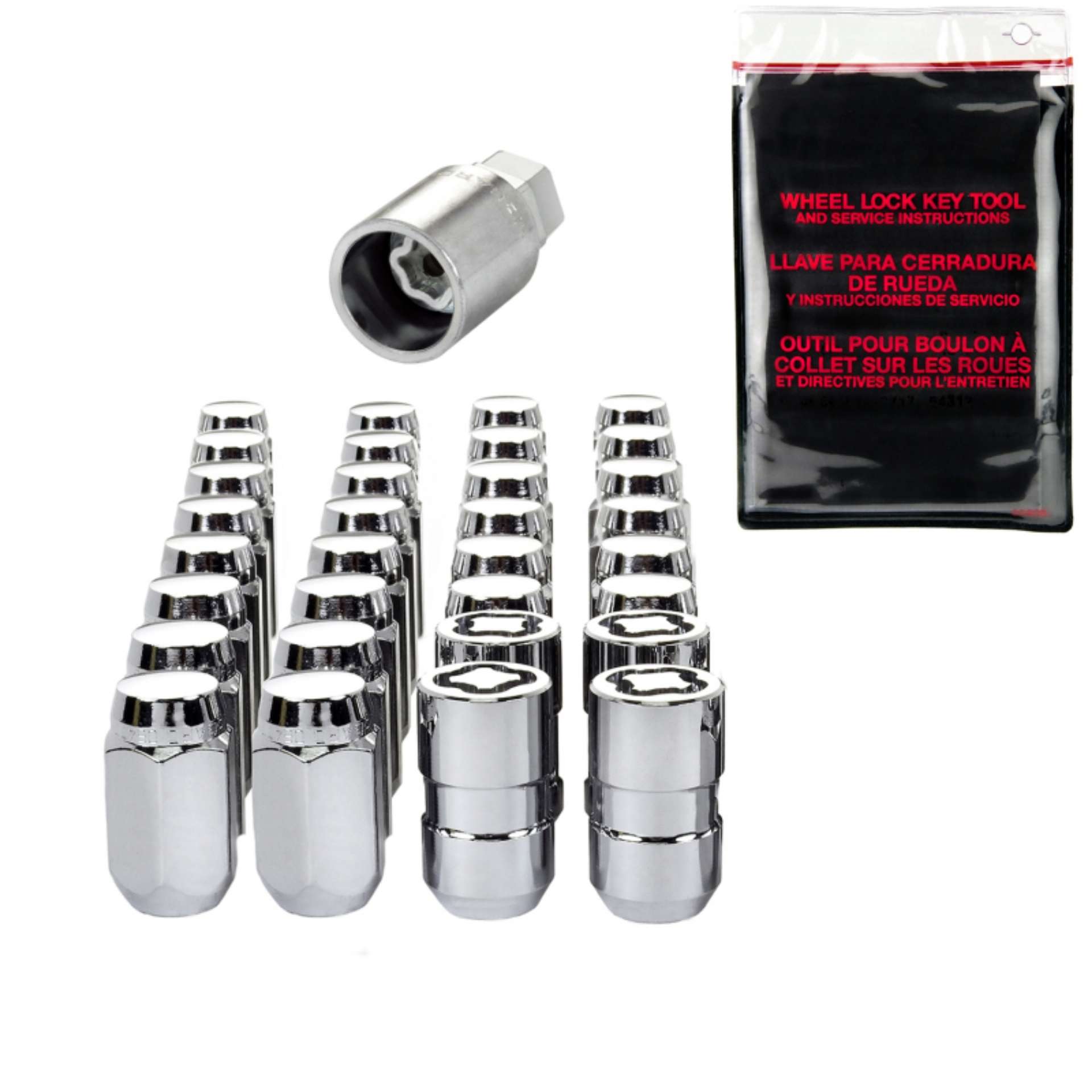 Picture of McGard 8 Lug Hex Install Kit w-Locks Cone Seat Nut M14X1-5 - 22mm Hex - 1-635in- Length - Chrome