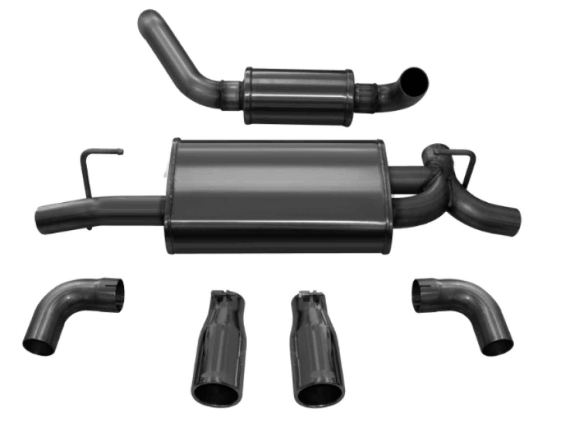 Picture of Corsa 2018-2024 Jeep Wrangler JL 2-5in Dual Rear Exit Black Tips Touring Axle-Back Exhaust